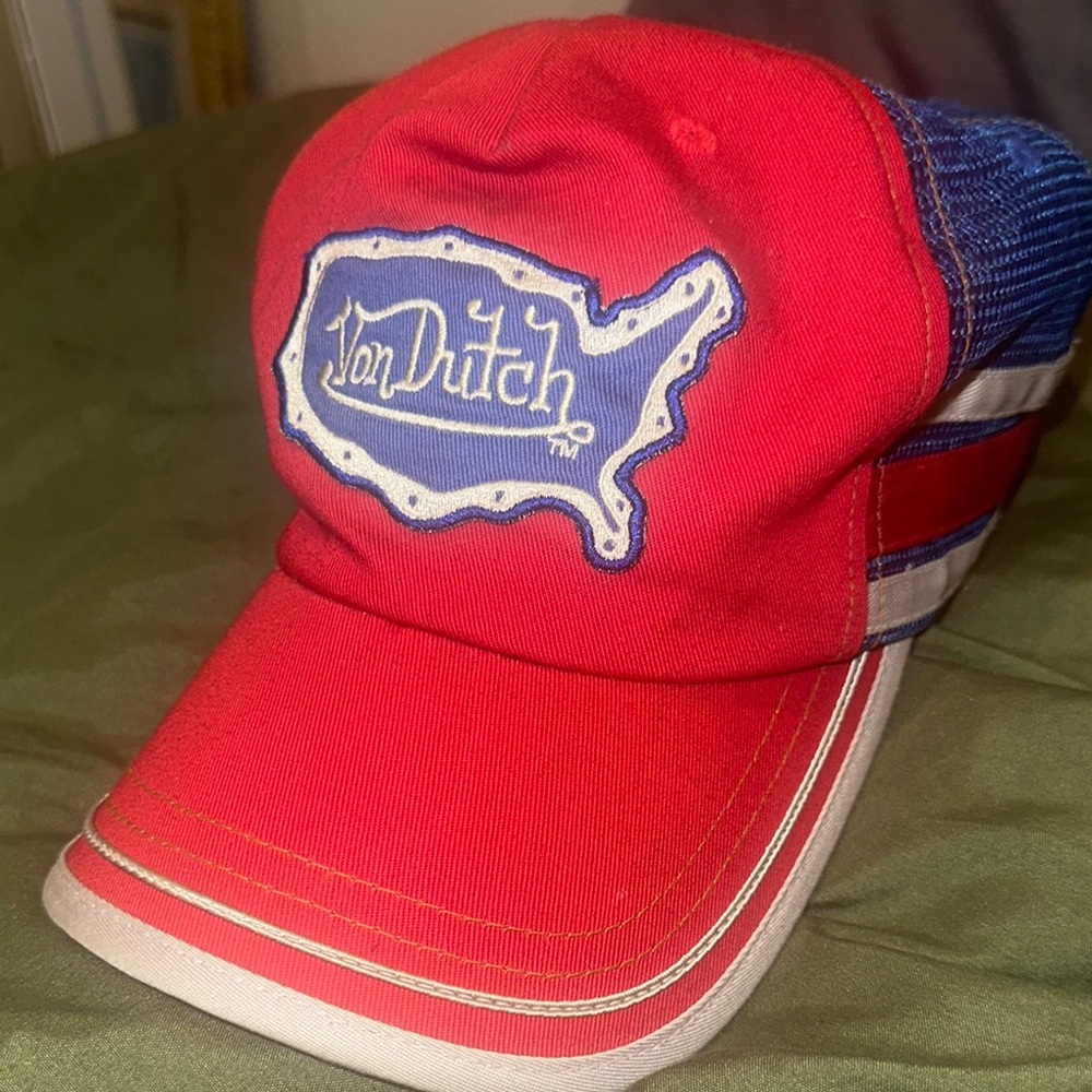 Von Dutch Red and Blue Trucker Hat